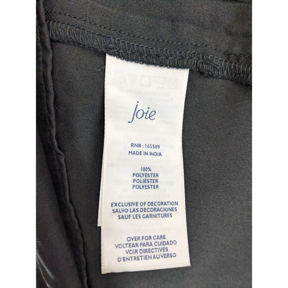 Joie Smocked Top S Black Sheer Long Sleeves Lined Keyhole Blouse High Mock Neck - Picture 6 of 14